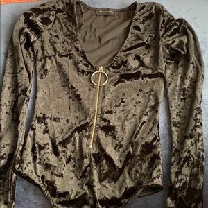 Velvet long sleeve bodysuit